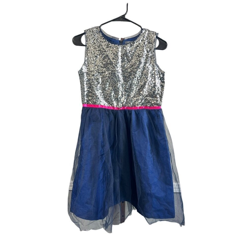 A.T.U.N Girls Navy Blue & Silver Casual Dress